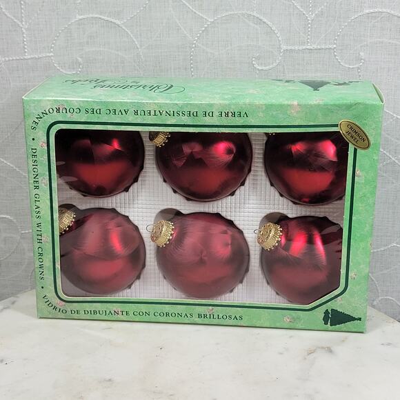 Christmas by Krebs Crimson Jewel Glass Ball Ornaments Red Feather Painted 6 - Picture 5 of 16